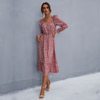 Damen Florales Midikleid mit Rüschendetails