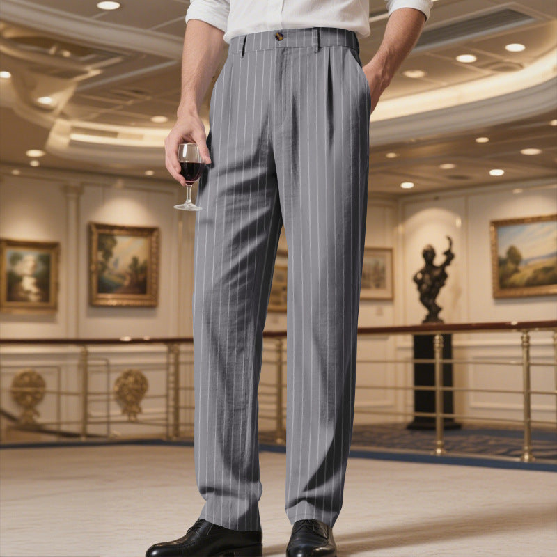 Herren elegante Anzughose mit feinem Nadelstreifen und bequemer Passform R&B