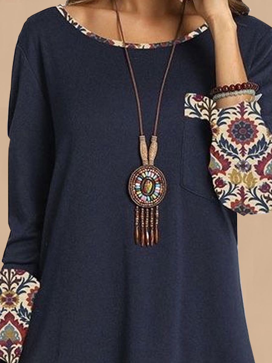 Damen elegantes Tunika-Kleid mit kreativen 3/4 Ärmeln und kunstvollem Saum R&B