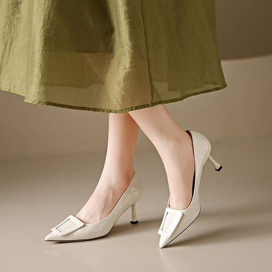 Damen elegante spitze Pumps mit funkelndem Schnallenakzent R&B