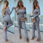 Damen elegantes Jumpsuit mit off-shoulder Design und langem Bein R&B