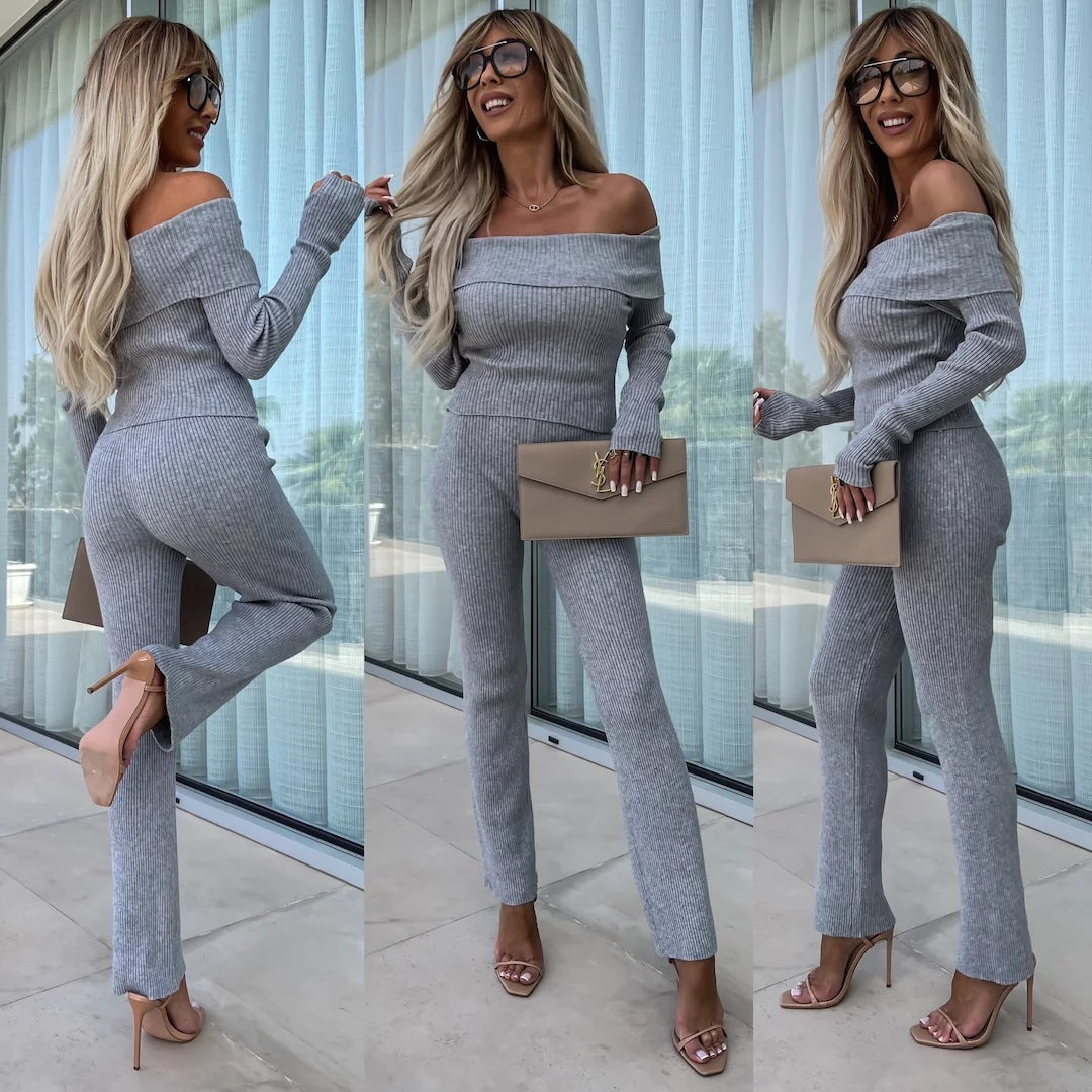 Damen elegantes Jumpsuit mit off-shoulder Design und langem Bein R&B
