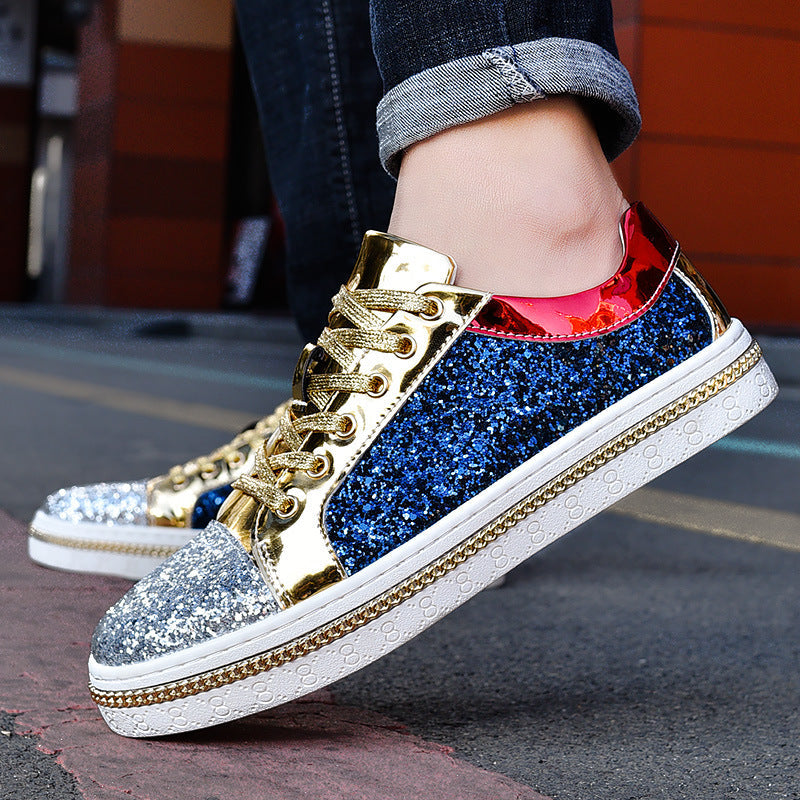 Damen Modische Sneakers mit funkelnder Oberflächenstruktur und stilvollen Akzenten R&B