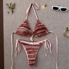 Damen Triangel-Bikini mit kunstvollem Strickdesign R&B