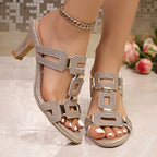 Damen Offene Slingback-Pumps mit modischem Glitzerakzent und elegantem Blockabsatz R&B