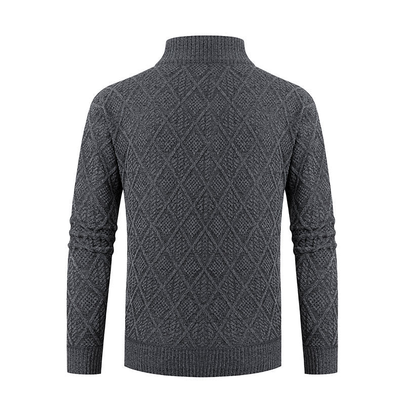 Herren Strickjacke mit modernem Zipper und stilvollem Rautenmuster
