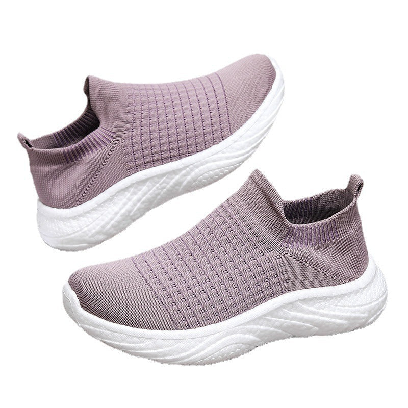 Damen Schalensneaker mit elastischem Strickoberteil und rutschfester Sohle