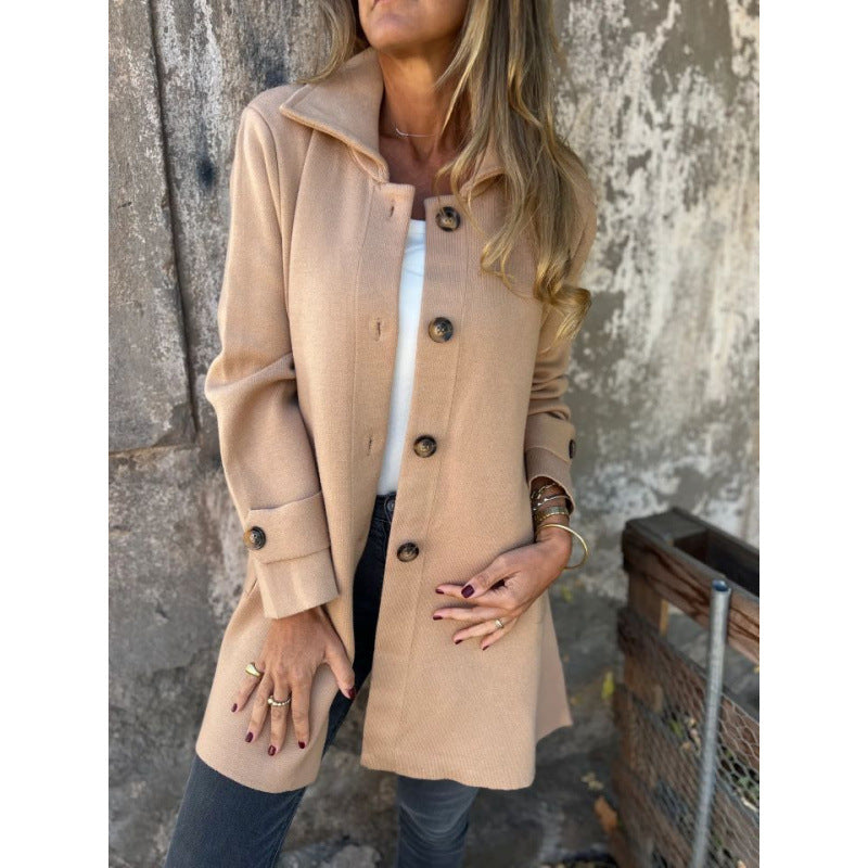 Damen elegante Übergangsjacke mit schickem Kragen und dekorativen Knopfdetails R&B