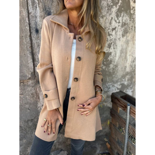 Damen elegante Übergangsjacke mit schickem Kragen und dekorativen Knopfdetails R&B