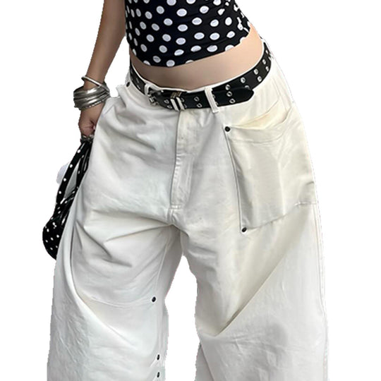 Damen weite Utility-Hose mit praktischen Seitentaschen und trendiger Silhouette R&B