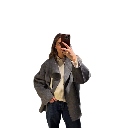 Damen Oversized Wolljacke mit ausgefallenem Schnitt und praktischen Taschen R&B