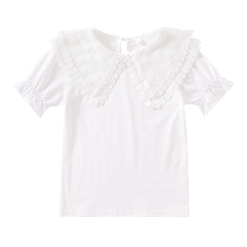 Mädchen Bluse mit romantischem Spitzenkragen und Rüschendetails R&B