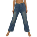 Damen Lockere Jeans mit hohem Bund und großen Taschen