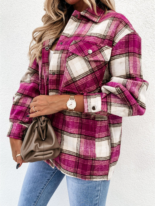 Damen Übergroße Karo-Pulloverjacke R&B