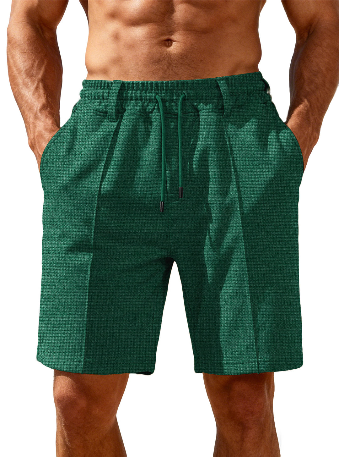 Herren nan Chino-inspirierte Relax-Shorts mit Bundfalten elastischem Tunnelzug und Eingrifftaschen R&B