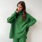 Damen Gemütliches Strick-Ensemble mit hohem Kragen R&B
