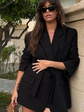Damen Modischer Oversized Blazer mit Gürtel R&B