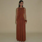 Damen Elegantes Maxikleid mit asymmetrischem Schnitt und fließendem Stoff R&B
