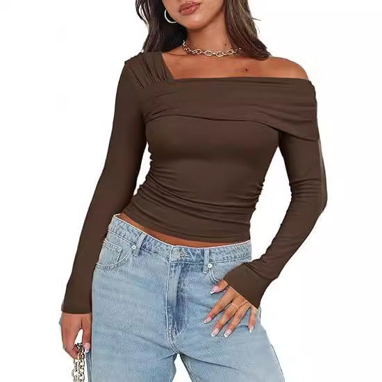 Damen Wickelshirt mit asymmetrischem Ausschnitt und raffiniertem Stretch R&B