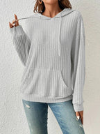 Damen gemütlicher Hoodie mit Rippenstruktur und praktischer Kängurutasche R&B