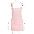 Damen Minikleid mit Paillettenverzierung und Rüschendetails R&B