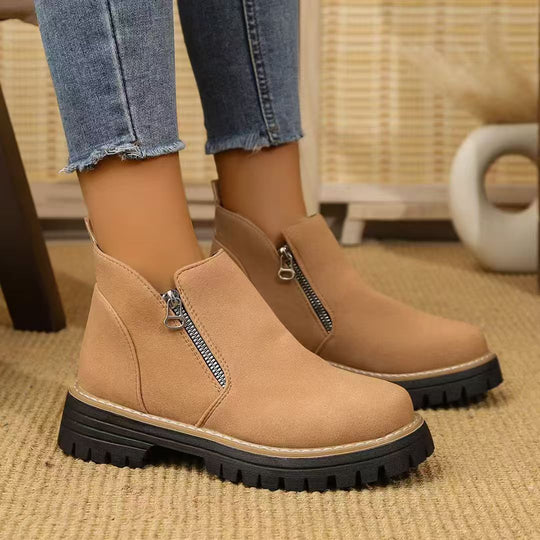Damen elegante Stiefeletten mit seitlichem Reißverschluss R&B