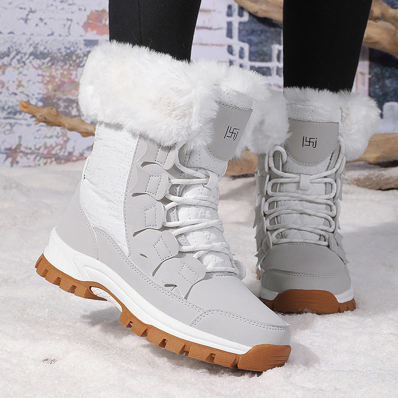 Damen Winterstiefel mit isolierendem Kunstfellkragen und rutschfester Sohle R&B