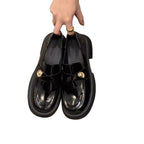 Damen eleganter Lackleder-Mokassin mit trendiger Schnalle R&B