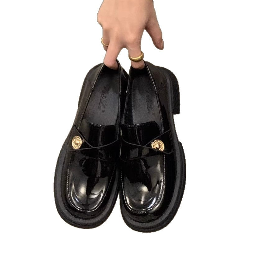 Damen eleganter Lackleder-Mokassin mit trendiger Schnalle R&B