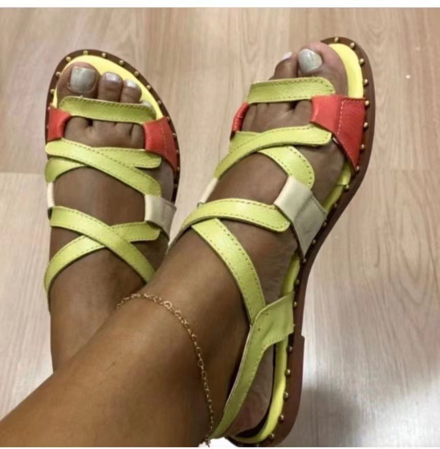 Damen farbenfrohe Sandalen mit flexiblen Riemen R&B
