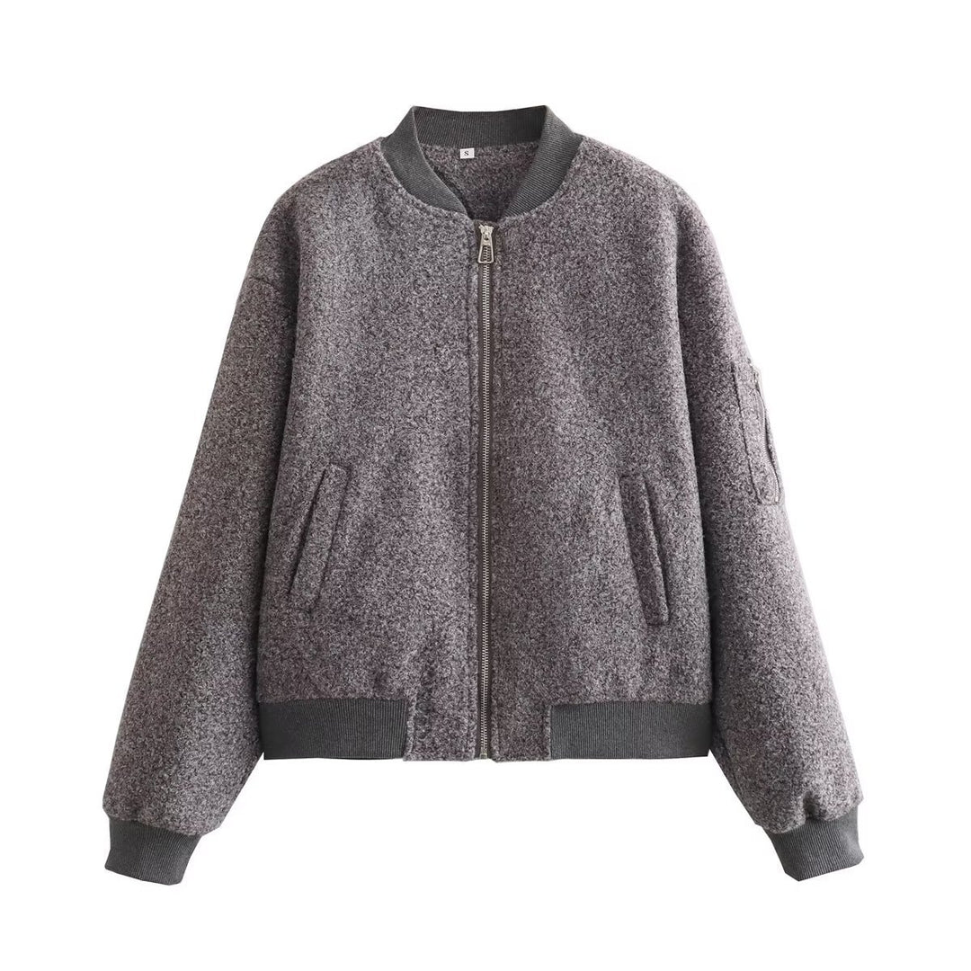 Damen Lässige Bomberjacke mit hochwertigem Wollmix R&B