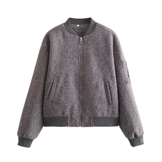 Damen Lässige Bomberjacke mit hochwertigem Wollmix R&B