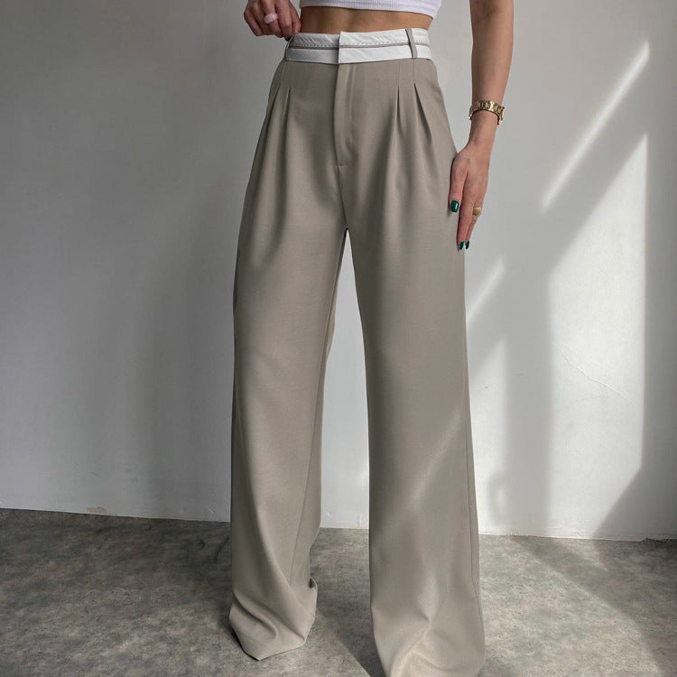 Damen weite Hochbundhose mit eleganten Falten R&B