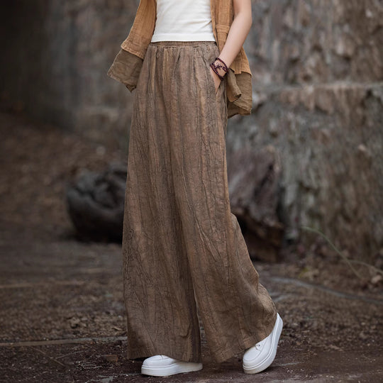 Damen weite Leinenhose mit strukturiertem Finish R&B