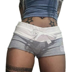 Damen Freizeitshorts mit elastischem Bund und dekorativem Bindegürtel R&B