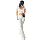 Damen modisches Crop-Top mit tailliertem Schnitt und weiter Hose R&B