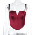 Damen Satin-Bustier mit V-Ausschnitt und verstellbaren Trägern R&B