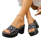 Damen Offene Blockabsatz-Sandalen mit Herzmotiv R&B