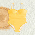 Damen Einteiliger Badeanzug mit raffiniertem Cut-Out und elegantem Rüschendesign R&B