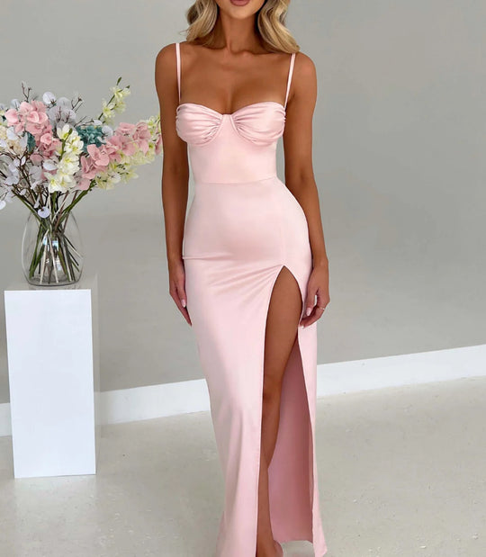 Damen Elegantes Abendkleid mit schmalem Schnitt und tiefem Schlitz R&B