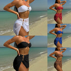 Damen Bandeau-Bikini mit raffiniertem Schnitt und verzierten Knöpfen R&B
