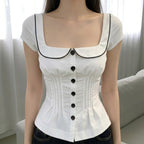 Damen tailliertes Blusenshirt mit schickem Kragen R&B