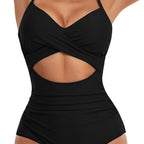 Damen Einteiliger Badeanzug mit modernem Cut-Out und elegantem Wickeldesign R&B