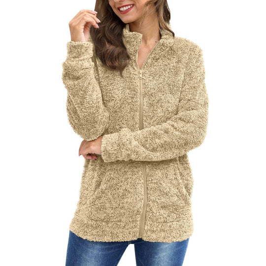 Damen Kuscheljacke mit durchgehendem Reißverschluss und weichem Plüschstoff R&B