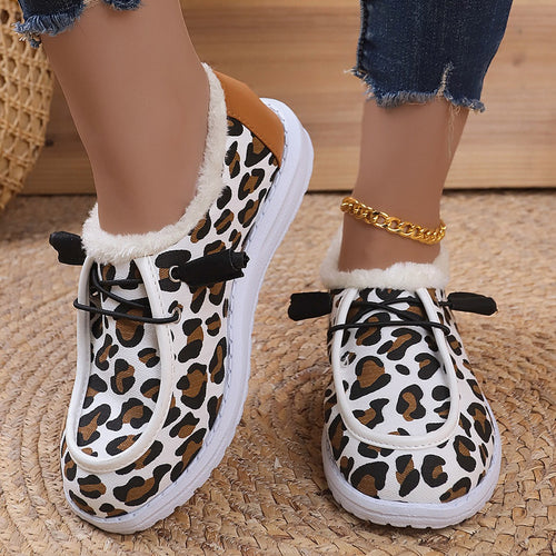 Damen Gemütliche Sneakers aus weich gefüttertem Material mit Leopardenmuster R&B