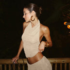 Damen elegantes Wickeloberteil und Rock Set R&B