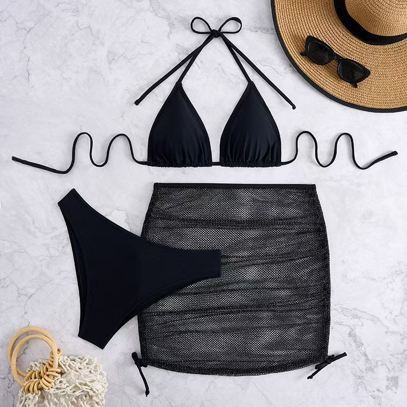 Damen Triangel-Bikini-Set mit verstellbarem Rock R&B