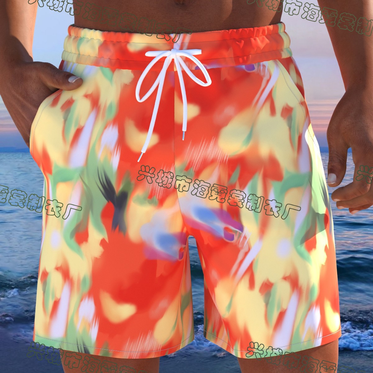 Herren Badeshorts mit animalischem Muster und elastischem Bund