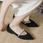 Damen elegante Ballerinas mit Perlenschmuck R&B