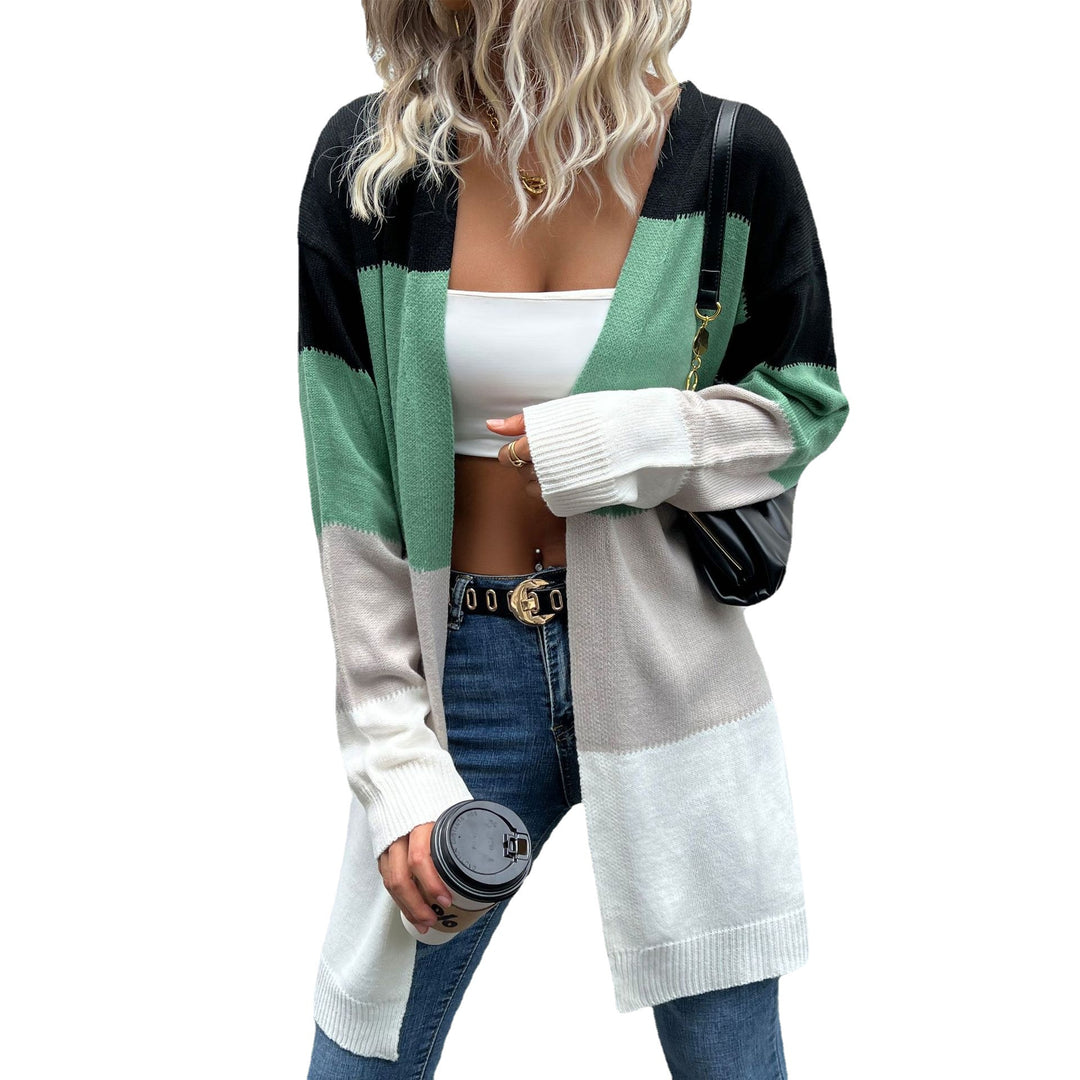 Damen lässiger Cardigan mit farbblockierendem Design R&B
